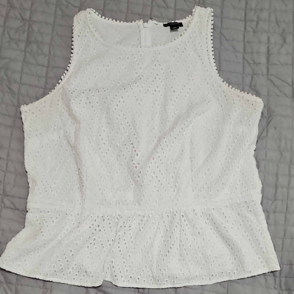 White Eyelet Sleeveless Top